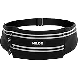 MILIDE Running Waist Bag Belt With Reflective Strips | Waterproof Canvas, Comfy Fit, Zipper Pockets & Adjustable Buckles | Fanny Pack For Men, Women, Hiking, Travel, Workouts, Sports, Training & More