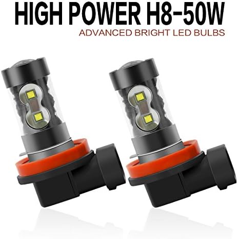Tinpec LED Bulbs for Fog Light Lamp 50W High Power CREE Super Bright 6000K Xenon White H11 H8 H16 Type 2