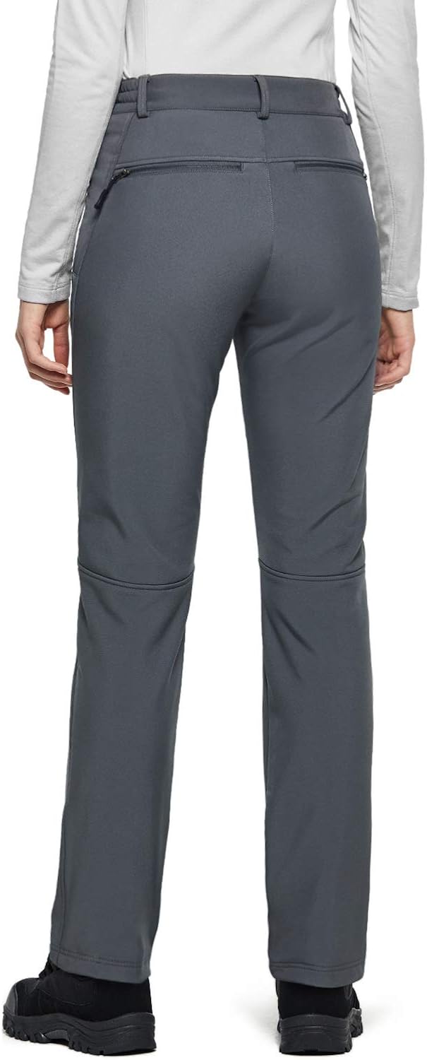 TSLA Women's Softshell Hiking Pants, Fleece Lined Water Repellent Winter Pants, Insulated Work Outdoor Pants for Cold Weather : Clothing