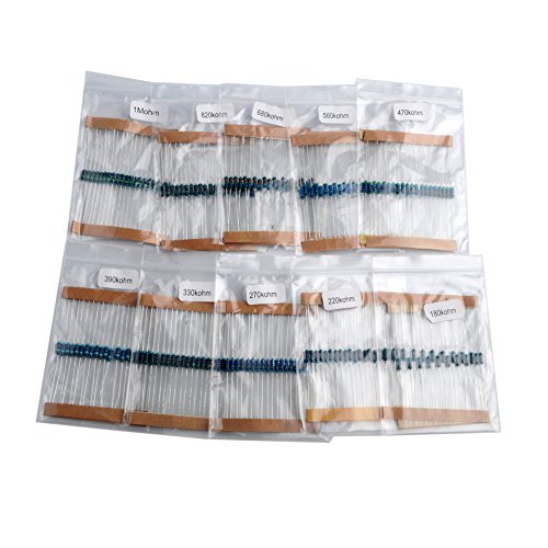 1460Pcs 1/4W 73 Values 1% Precision Metal Film Electronic Resistor Assortment Kit Set 1ohm-1Mohm Geekstory