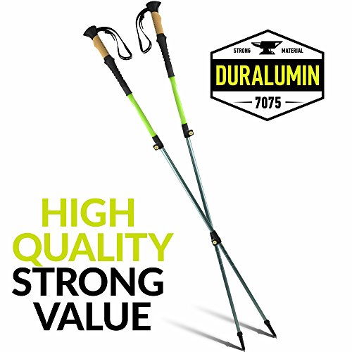 CAMMPO - Trekking, Hiking Poles | Hiking Sticks Made of Aerospace-Grade Aluminum | Ultralight & Collapsible Walking Sticks (2-pc) with Tungsten Tip, Flip Lock System and Sweat Absorbing Cork Handles - Thumbnail 4