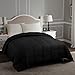 Superior Classic All-Season Reversible Down Alternative Comforter, Comfy, Fluffy, Cozy, Lightweight, Decorative, Duvet Insert, Plush, Oversized Bedding Essential, Box Quilt Design, King, Black