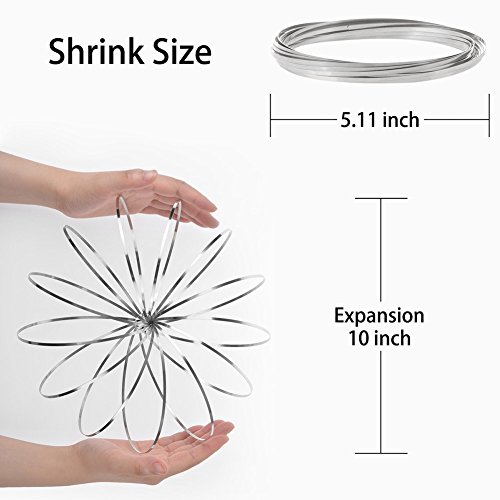 FM Fidget Magic Ring, Kinetic Spiral Flow Spring Ring Toys with 3D Novelty Shape, Stress Relief and Decompression, Interactive Multi-Sensory New Toys for Adults and Kids(Silver) - Thumbnail 2
