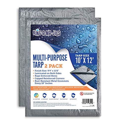 image for KING-A-MA-JIGS (2 Pack) 10x12 Waterproof Tarp - 5.5 Mil - All-Purpose 