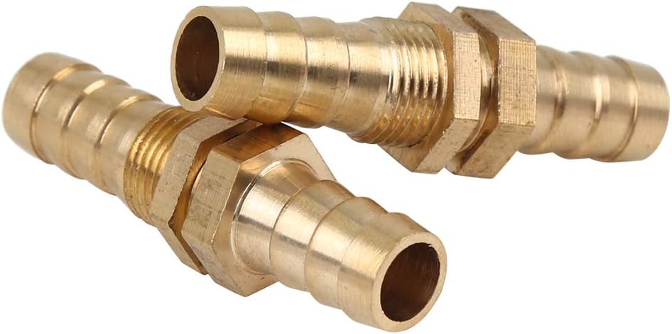 X AUTOHAUX 5 Pcs 10mm Brass Hose Barb Fitting Connector for Car Water Fuel Pipe, Gold Tone, 14X10X2 - Image 4