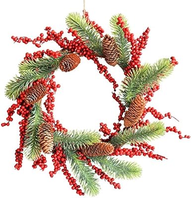 Immagini Relative Al Natale.In Caso Di Problemi Relativi Al Prodotto O Alla Lo Sandy Ckingys Ghirlanda Decorazione Natalizia Rotonda Ghirlanda Pinolo Rosso Frutta Nordic Corona Di Giorno Di Natale Della Finestra Puntelli Pvc Han Amazon It