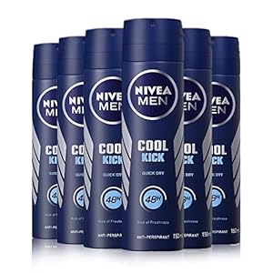 NIVEA-MEN-Cool-Kick-Anti-Perspirant-Deodorant-Spray-Pack-of-6-6-x-150ml-Mens-Anti-Perspirant-Deodorant-Fresh-48H-Protection-Deodorant-Mens-Aerosol-Spray-Cool-Care NIVEA MEN Cool Kick Anti-Perspirant Deodorant Spray Pack of 6 (6 x 150ml), Men's Anti-Perspirant Deodorant, Fresh 48H…