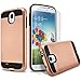 Galaxy S4 Case, 2-Piece Style Hybrid Shockproof Hard Case Cover + Circle(TM) Stylus Touch Screen Pen And Screen Protector - Rose Gold