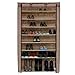 SONGMICS 10 Tiers Shoe Rack with Dustproof Cover Closet Shoe Storage Cabinet Organizer Mocha URXJ36K