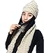 Lanzom® Women Lady Fashion Winter Warm Knitted Hat and Scarf Set Skullcaps (Beige)