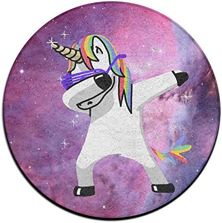 Dabbing Unicorn Non-slip Mats Circular Carpet Mats Dining Room Bedroom Carpet Floor Mat 23.6 Inch