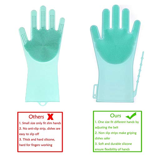 Silicone Magic Dishwashing Gloves with Scrubber, Latex Free Scrub Cleaning Gloves |Reusable Rubber|BPA Free| Multi-use for Restaurant/Kitchen/Bathroom/Toilet/Car Wash/Pet Hair Care Dog Grooming - Thumbnail 4