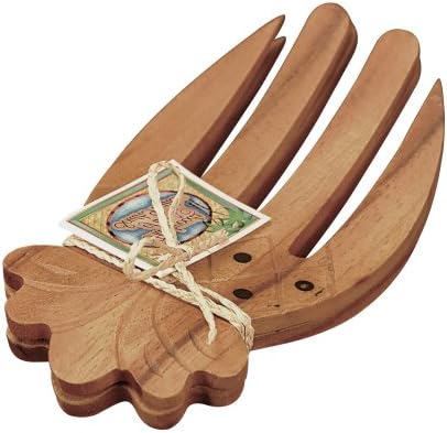 Pacific Merchants Acaciaware 6.5-Inch Acacia Wood Salad Servers, Pineapple