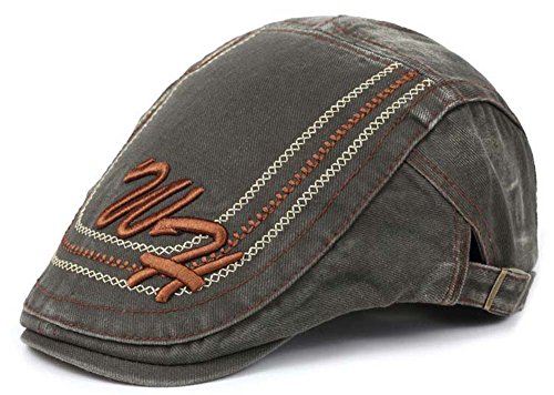 ChezAbbey Scally Washed Canvas Summer Cabbie Easy Flat Cap Classic Newsboy Hat with Adjustable Strap