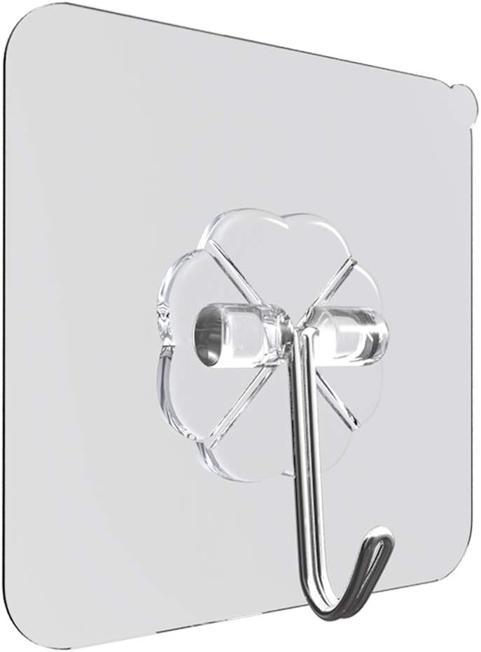 Mikecio Clear Adhesive Hooks Heavy Duty 21lb Stick on Wall