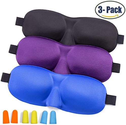 Sleep Mask, Lightweight &amp; Comfortable Super Soft 3D Contoured Eye Mask for Women &amp; Men, 3 Pack, Sleeping Mask for Travel, Shift Work, Nap, Night Blindfold Eyeshade with Adjustable Strap
