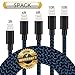 GUIGUI iPhone Charger 5Pack 3FT 6FT 6FT 10FT 10FT, Extra Long Nylon Braided Charging Cord Lightning Cable to USB Charger for iPhone X, 8, 7, 7 Plus, 6S, 6, SE, 5S, 5, iPad, iPod Nano 7 (Black Blue)