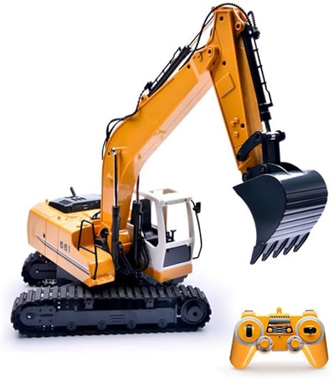 double e 17 channel full functional remote control truck metal shovel rc excavator with 2 bonus drill and grasp