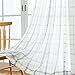 Buffalo Check Curtains Taupe and Blue Buffalo Checkered Design on White Voile Curtains Gingham White Sheer Curtains for Bedroom Window Treatment Set, 2pcs 50 inches Wide by 84 inches Long