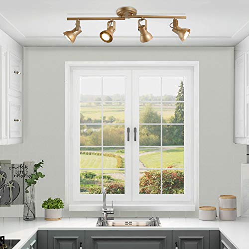KSANA Gold LED Track Lighting, Adjustable Modern Ceiling Spotlight, 4 Lights Kitchen Track Lighting