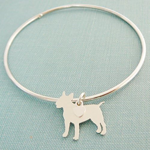 DiBA Jewelry.925 Sterling Silver Bull Terrier Dog charm Bangle Bracelet Pet Memorial Jewelry