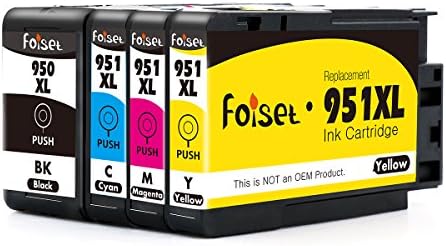 Foiset 4 Pack Replacement for HP 950XL 951XL Ink Cartridge Compatible with HP OfficeJet Pro 8600 8610 8620 8100 8630 8660 8640 8615 8625 276DW 251DW 271DW Printer