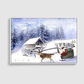 Framed Canvas Home Artwork Decoration Merry Christmas Canvas Wall Art for Living Room, Bedroom - 16x24 inches