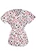 G Med Women's Printed Mock Wrap / V Neck 2 Pockets Fashion Scrub Top