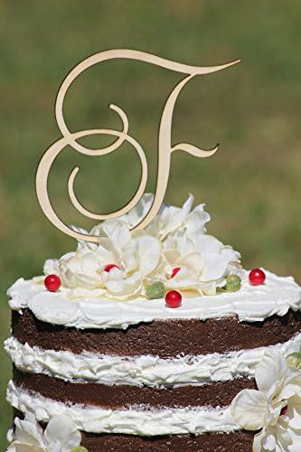 Buythrow Personalized Wedding Cake Toppers Initial Rustic Cake Toppers Custom Any Letter