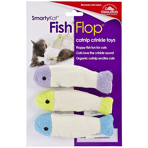 SmartyKat Fish Flop Cat Toy Catnip Crinkle Toys, 3 Toys per package