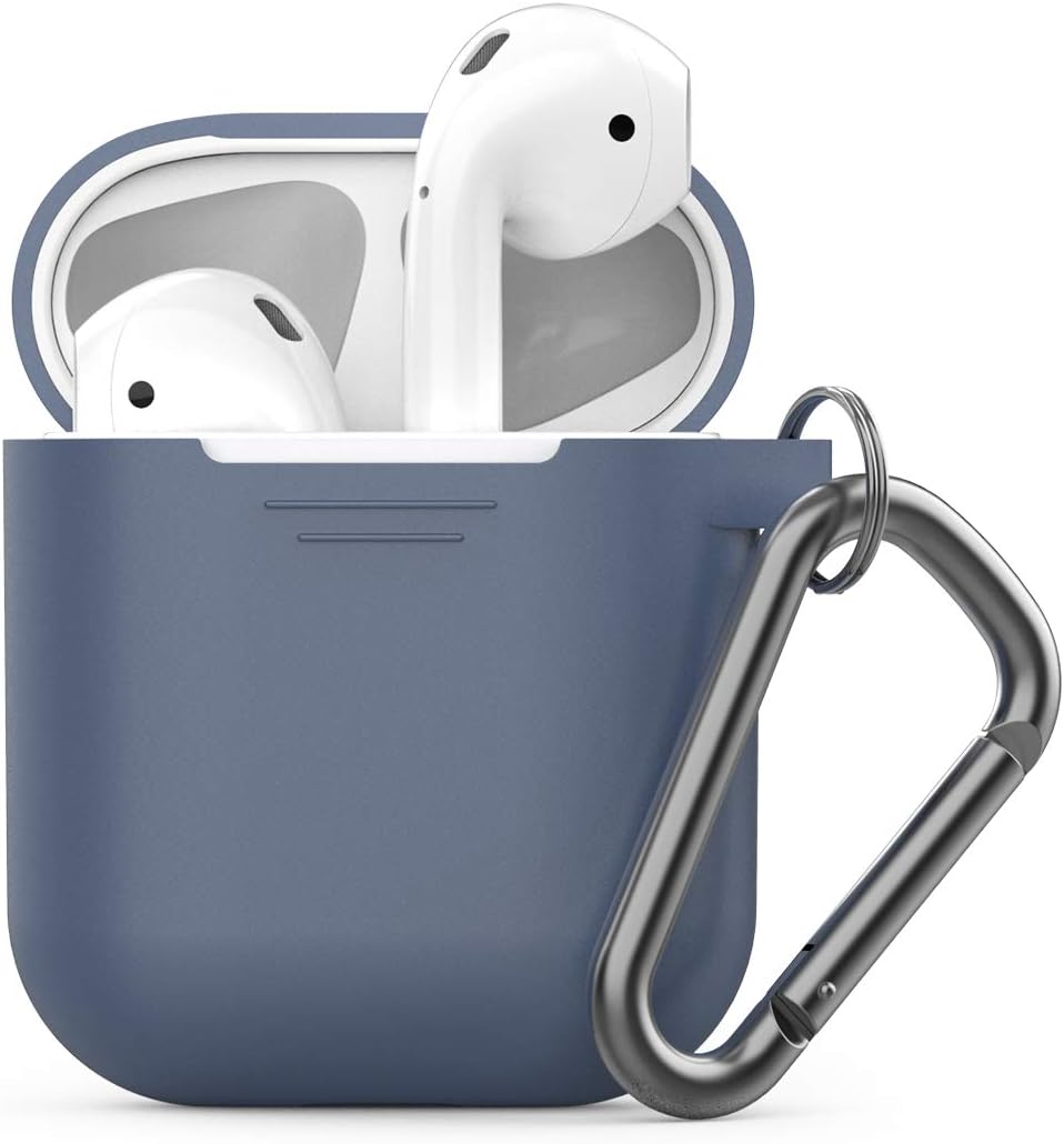 PodSkinz Keychain AirPods Case with Carabiner Compatible with Apple Airpods 1 & AirPods 2 [Front LED Not Visible] (Cobalt Blue)