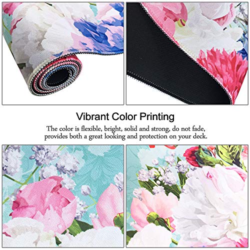 SANFORIN Extra Large Mouse Pad, Floral Design Gaming Mouse pad Desk Mat - 31.5" x 11.8"x0.12" (3mm Thick), Stitched Edge, Non-Slip Rubber Base Mouse Keyboard Desk Mat for Computer/Laptop, White Peony