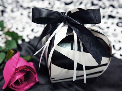 BalsaCircle 100 pcs 3.5-Inch Black and White Zebra Unique CupCake Purse Favor Boxes for Wedding Party Birthday Gifts Decorations