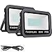 FAISHILAN 2 Pack 60W LED Flood Light Outdoor IP66 Waterproof with US-3 Plug & Switch 5000Lm for Garage, Garden, Yard