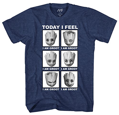 Marvel Little Groot Today I Feel I Am Groot Guardians of The Galaxy Men's Adult Graphic Tee T-Shirt (Navy Heather, XXX-Large)