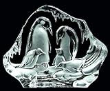 Engraved Lead Crystal -- Penguin Family