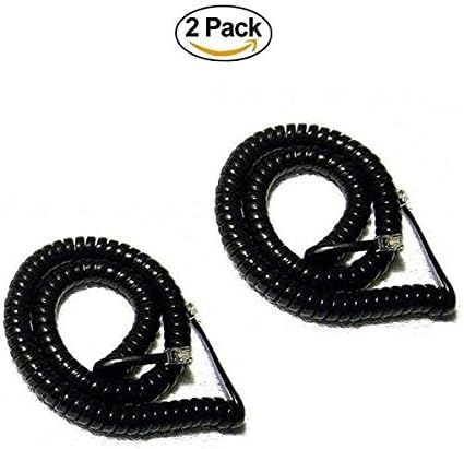 Black 10 Feet Phone Handset Cord Cable (2 Pack) Universally Compatible - Landline Cable 4P4C 4in Lead
