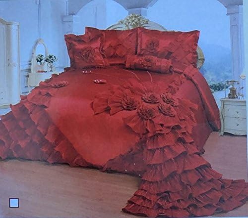 OctoRose Royalty Oversize Wedding Bedding Bedspread Comforter Set (BP-H1-K, Red)