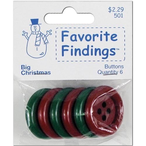 Favorite Findings Holiday Buttons-Big Christmas 6/Pkg