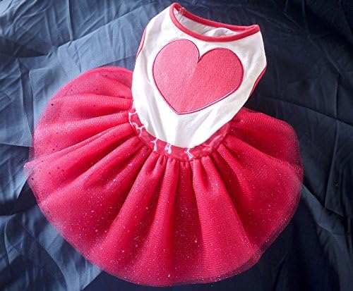Fashion Lovely Dog Red Heart Dress Lace Skirt Cat Princess Clothes Party Dress