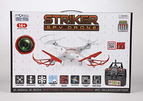 World Tech Toys 2.4 GHz 4.5 Channel Striker Spy Drone Picture & Video Remote Control Quadcopter
