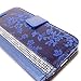 iPhone 6 Plus / 6s Plus Case, Cellularvilla [Stand Feature] Flower Texture [Diamond] Premium Wallet Case [3 Card Slots] Flip Cover for Apple iPhone 6 Plus/iPhone 6S Plus 5.5 inch (Navy Blue Bling)