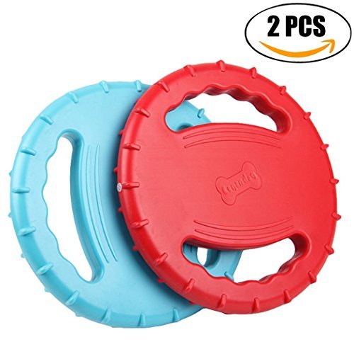 Legendog 2 Pcs Flying Disc, Squeaky Rubber Dog Toys Soft Flying Disc Dog Catcher Toy for Pet Training & Chewing