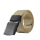 Nylon Belt Outdoor Men's Military Tactical Belt Casual Belt Plastic Automatic Buckle Webbing Belts (Mud Color, Large)