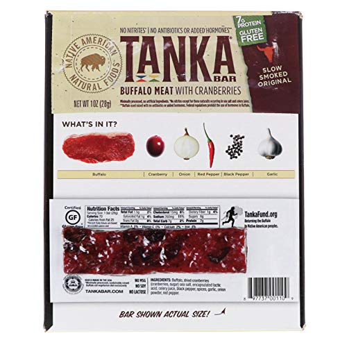 Bison Pemmican Meat Bars with Buffalo & Cranberries by Tanka, Gluten Free, Beef Jerky Alternative, Slow Smoked Original, 1 Oz, Pack of 12 - Thumbnail 2