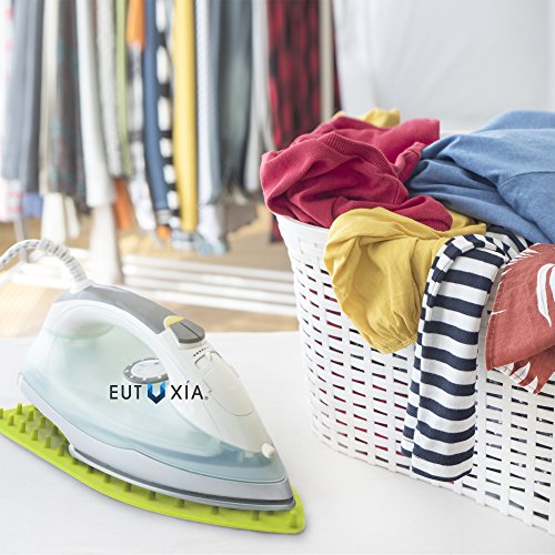 Eutuxia Silicone Rest Pad for Iron. Perfect Combination with Ironing Board and Mat. Hot, Heat Resistant and Universal Fit. Spikes Help Cool Iron Faster While Keeping You Safe. Hang for Easy Storage.