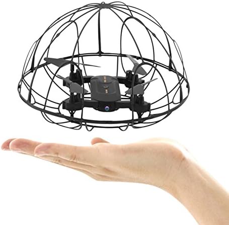 RC Drone with 0.3M Camera Foldable Remote Control Quadcopter Toy Mini Helicopter with Ball Propeller Gift for Kid Beginner (black)