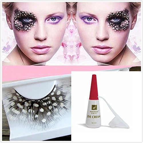 Beauty II Girl Fancy Dress Dance Party Makeup Colored Feather False Eyelashes Eye Lashes Polka Dot Thick Long Cosplay Christmas Halloween Queen Holiday Fine Fun Fake Eyelashes with Glue (Black White)
