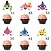 24 Pieces Cute Shark Cupcake Toppers (6 colors),Laughing Shark Cake Toppers Picks for Kids Birthday Party, Baby Shower Cake Decorations