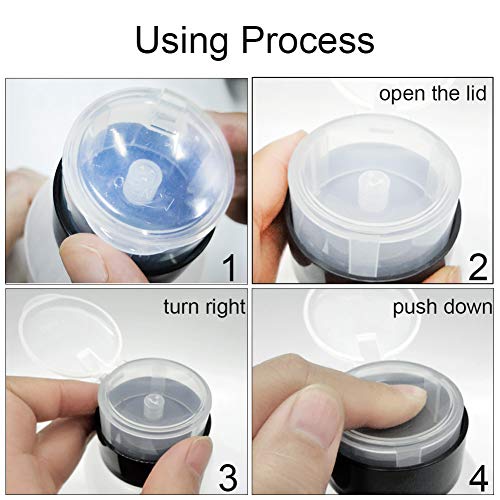 Nail Polish Remover Push Down Bottle Makeup Remover Bottle Empty Lockable Pump Dispenser 200ml (6.8oz) 2 Pack With 320 Pieces Makeup Remover Cotton Pads
